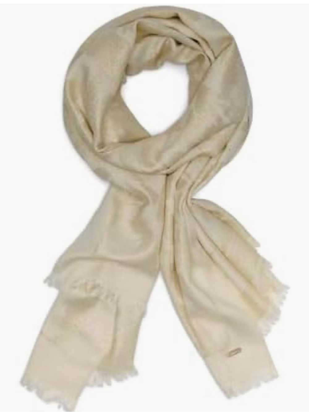 Calvin Klein Cream Lightweight Fringe Scarf